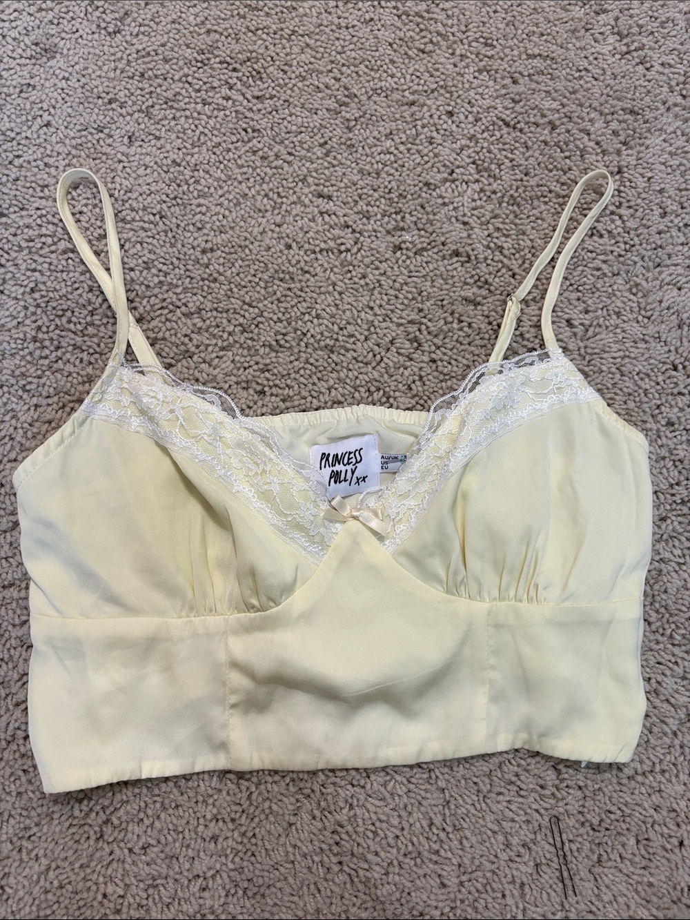 Princess polly pale yellow crop top/bralette